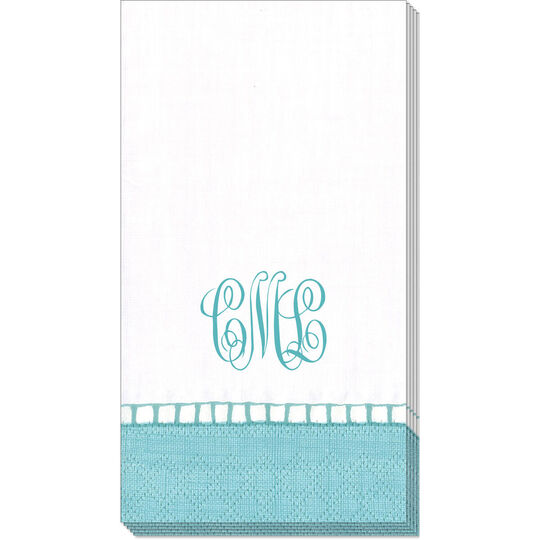 Robin's Egg Blue Border Caspari Guest Towels